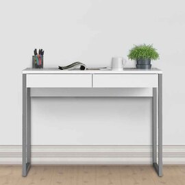 Frosk High Gloss Laptop Desk with 2 Drawers in White