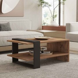 Funda Rectangular Wooden Coffee Table in Oak and Anthracite