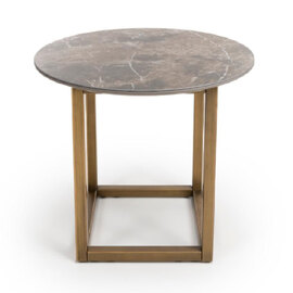 Gabri Sintered Stone Round End Table In Grey