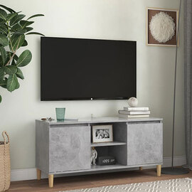 Gafna Wooden TV Stand In Concrete Effect With Solid Wood Legs