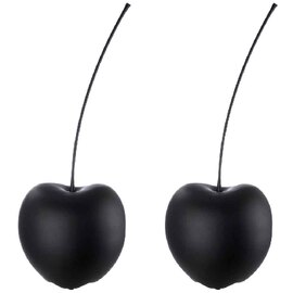Gaily Large Ceramic Set Of 2 Cherry Sculpture - Matt Black