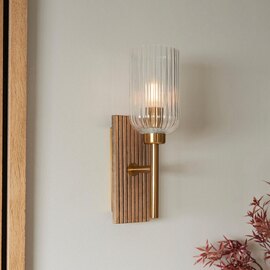 Gainesville Ribbed Glass Wall Light In Vintage Brass