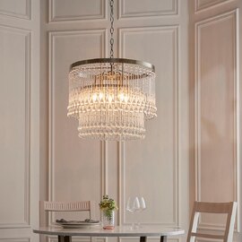 Galesburg 5 Light Glass Pendant Ceiling Light In Antique Brass