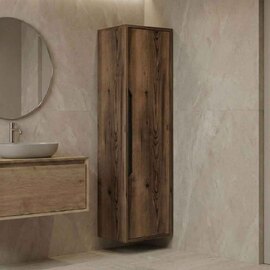 Galia Tall Wooden Bathroom Storage Cabinet in Dark Walnut