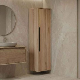 Galia Tall Wooden Bathroom Storage Cabinet in Oak