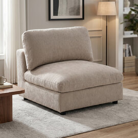 Galnor Fabric Armless Chair in Biscuit