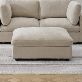 Galnor Fabric Footstool in Biscuit