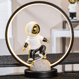 Garlion Synthetic Resin Astronaut Table Lamp in Black and White with LED