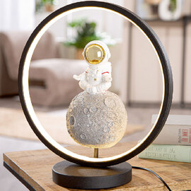 Garlion Synthetic Resin Round Table Lamp in Grey and White