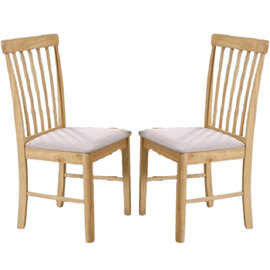 Garnet Oak Wooden Dining Chairs With Fabric Seat In Pair