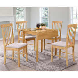 Garnet Wooden Square Drop Leaf Dining Table With 4 Chairs In Oak