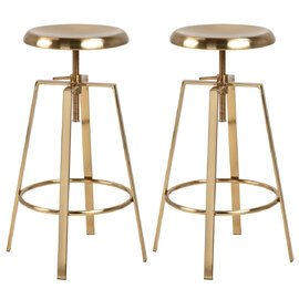 Gastonia Gold Metal Bar Stools In Pair
