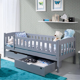 Gautier Wooden Day Bed With Foam Mattress In Matt Grey