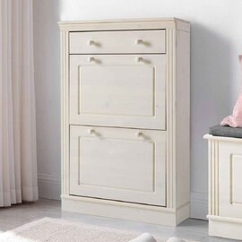 Gavrel Wooden Shoe Storage Cabinet with 2 Flap Doors in White