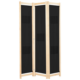 Gavyn Fabric 3 Panels 120cm x 170cm Room Divider In Black