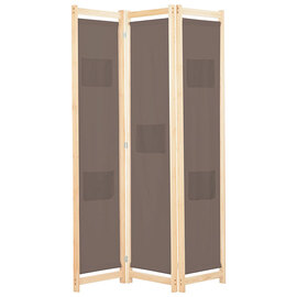 Gavyn Fabric 3 Panels 120cm x 170cm Room Divider In Brown