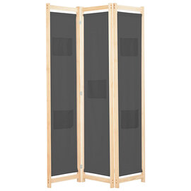 Gavyn Fabric 3 Panels 120cm x 170cm Room Divider In Grey