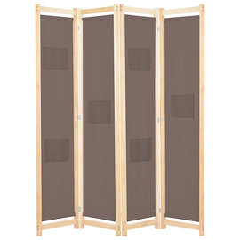 Gavyn Fabric 4 Panels 160cm x 170cm Room Divider In Brown
