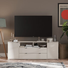 Gelion Large Wooden TV Stand with 2 Doors 2 Drawers in Sand