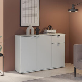 Gelion Wooden Sideboard with 3 Doors 1 Drawer in Light Grey