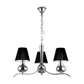 Gemosta 3 Arm Black Shade Pendant Light In Chrome