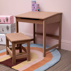 Genaro Wooden Children Table with Stool in Natural