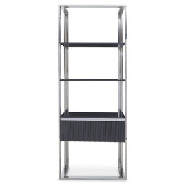 Genera High Gloss Shelving Unit With Silver Steel Frame In Grey
