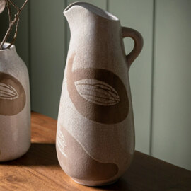 Geneva Stoneware Pitcher Vase In Brown And White