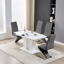 Genisimo Small Gloss Extending Dining Table 4 Demi Z Grey Chairs