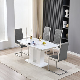 Genisimo Small Gloss Extending Dining Table 4 Symphony Grey Chairs