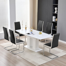 Genisimo Small Gloss Extending Dining Table 6 Symphony Black Chairs