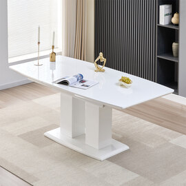 Genisimo Small High Gloss Extending Dining Table In White