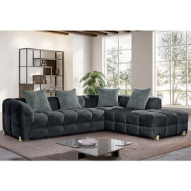 Genova Fabric Right Hand Corner Sofa In Charcoal