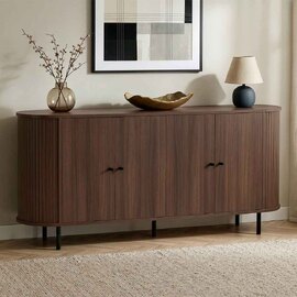 Gentle Wooden Sideboard with 4 Doors in Milano Walnut