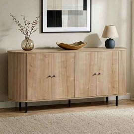 Gentle Wooden Sideboard with 4 Doors in Sapphire Oak