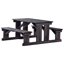 Gerik Wooden Garden Large Picnic Table In Dark Grey
