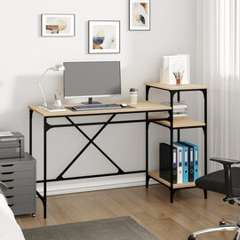 Gia Wooden Computer Desk Large With Shelves In Sonoma Oak
