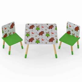 Gilbert Wooden Gruffalo Table And 2 Chairs In Multicolour