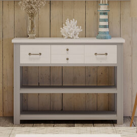 Gilford Wooden Console Table With 4 Drawers In Greystone