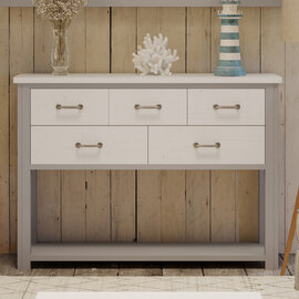 Gilford Wooden Console Table With 5 Drawers In Greystone