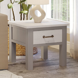 Gilford Wooden Lamp Table With 1 Drawer In Greystone