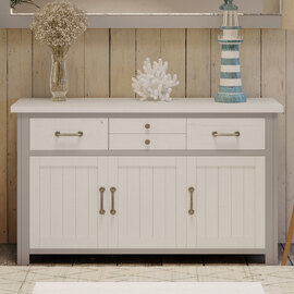 Gilford Wooden Sideboard With 3 Doors 4 Drawers In Greystone