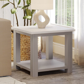 Gilford Wooden Square Lamp Table In Greystone