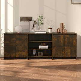 Gilon Wooden Sideboard With 6 Doors 2 Shelves In Smoked Oak