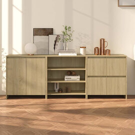Gilon Wooden Sideboard With 6 Doors 2 Shelves In Sonoma Oak