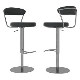 Gilroy Black Faux Leather Bar Chairs With Steel Base In Pair