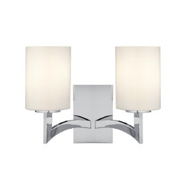 Gina 2 Light White Glass Shade Wall Light In Chrome