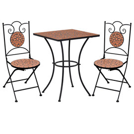 Gino Ceramic Tile Top Bistro Set Square In Terracotta