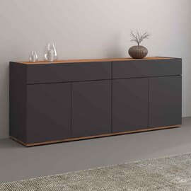 Girard Wooden Sideboard With 4 Doors 2 Drawers In Anthracite And Wotan Oak