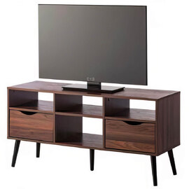 Girona Wooden TV Stand With 2 Drawers 4 Shelves In Walnut